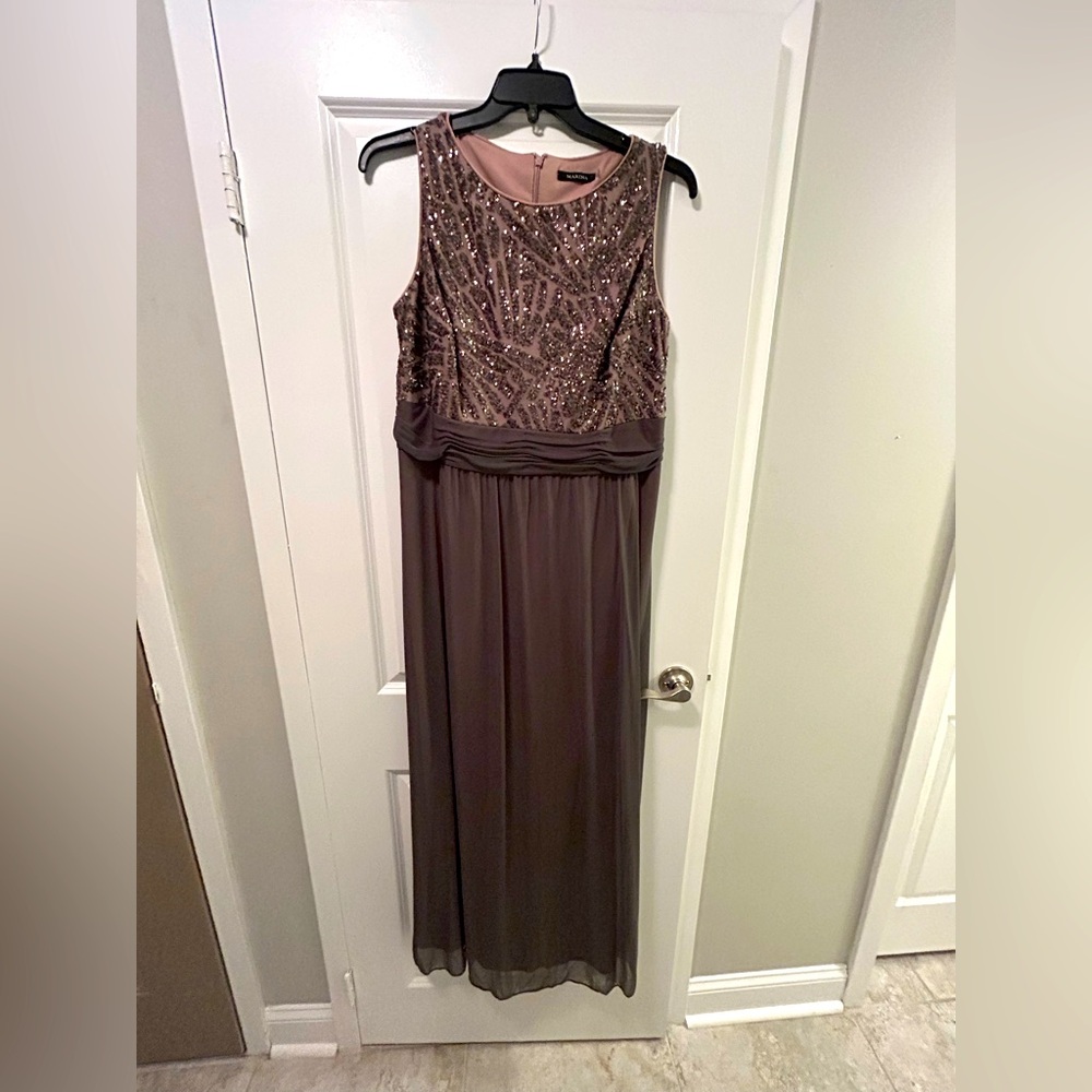 Brown Glitter Marina Floor Length Dress Size 14W